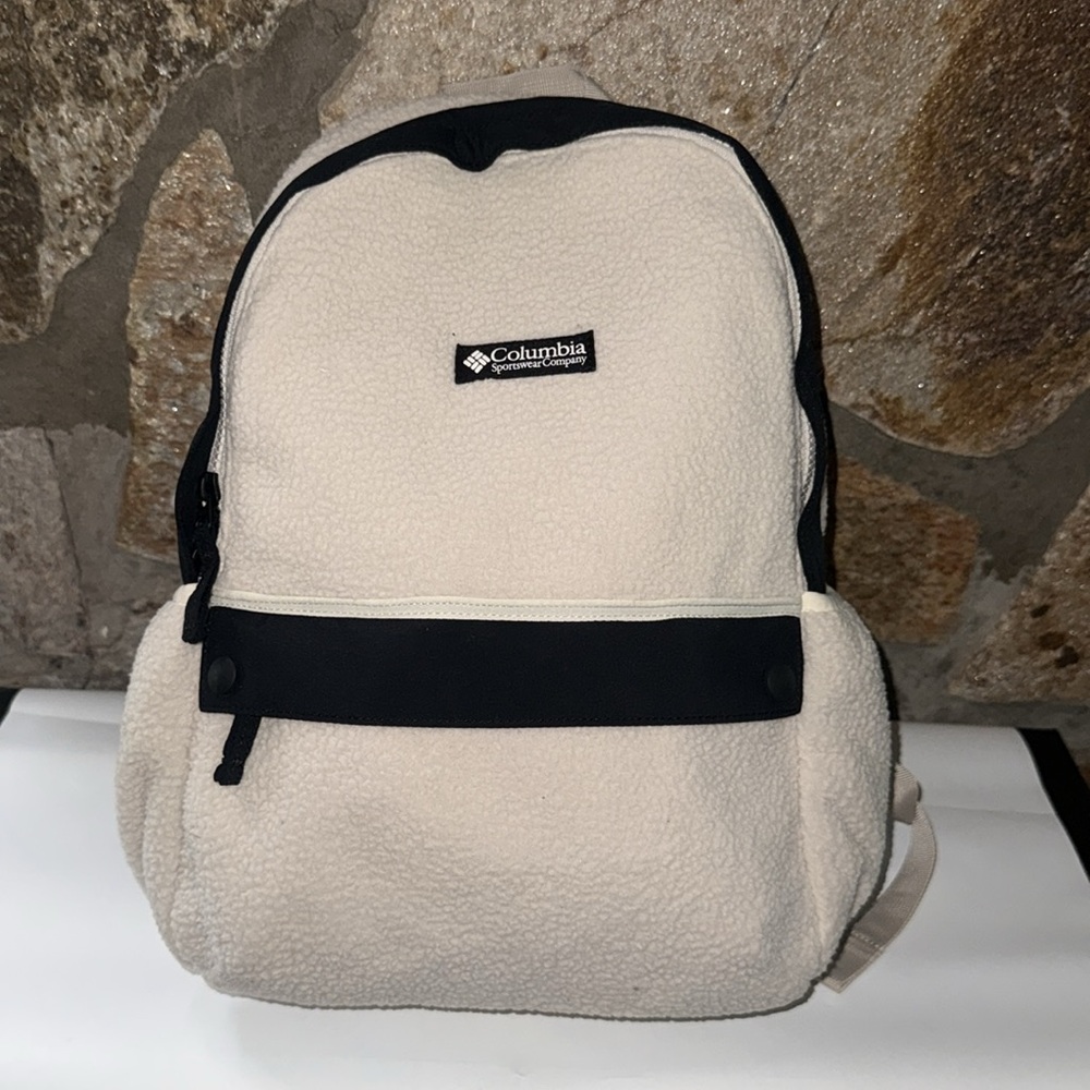 Columbia Fleece Cream and Black Backpack